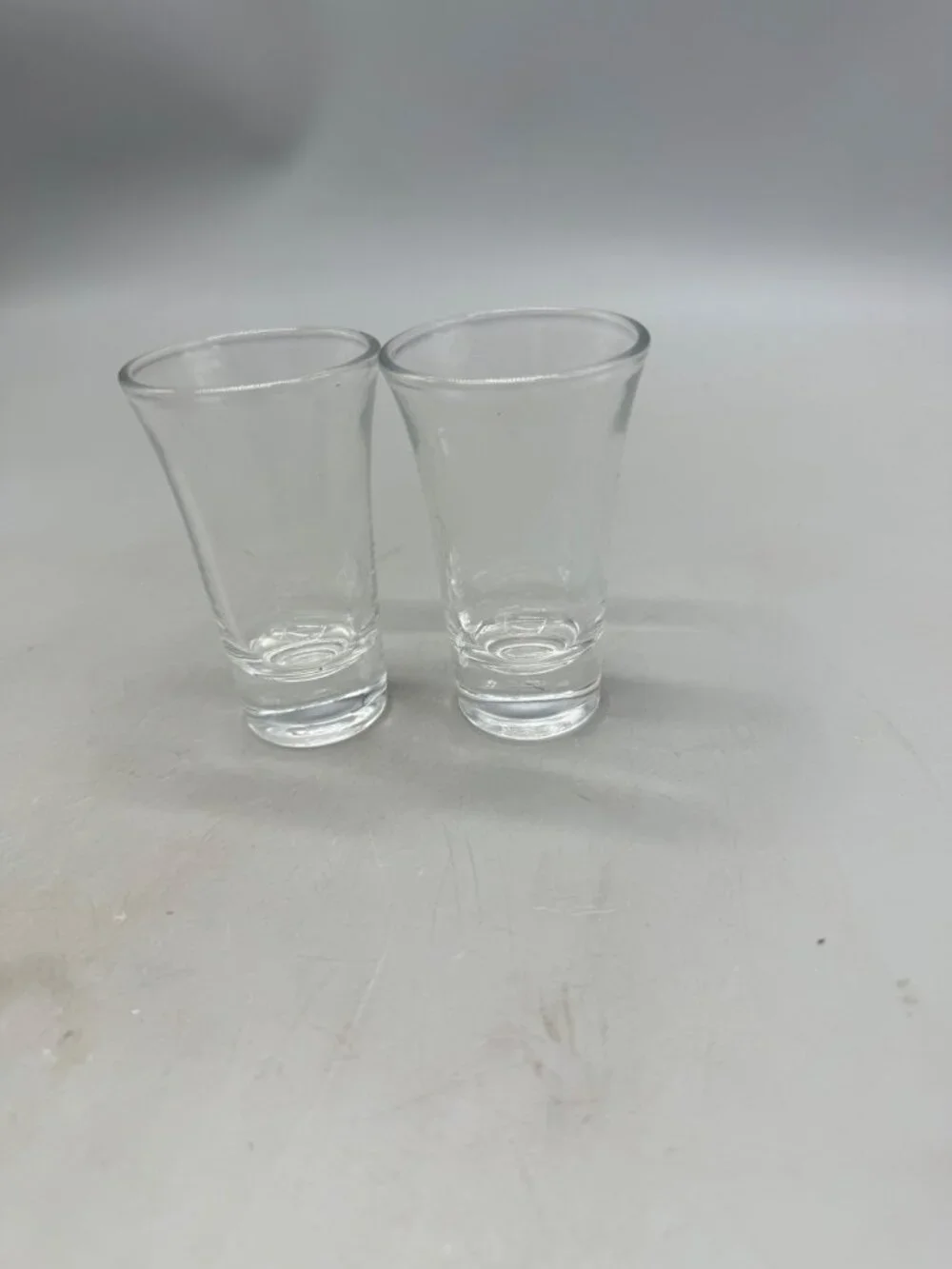 Vintage Set Of 2 Clear Glass Shot Glasses fluted top 3.5